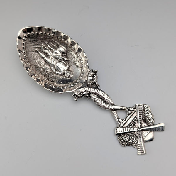 1904 Dutch antique sterling silver tea caddy spoon 23g FP&S